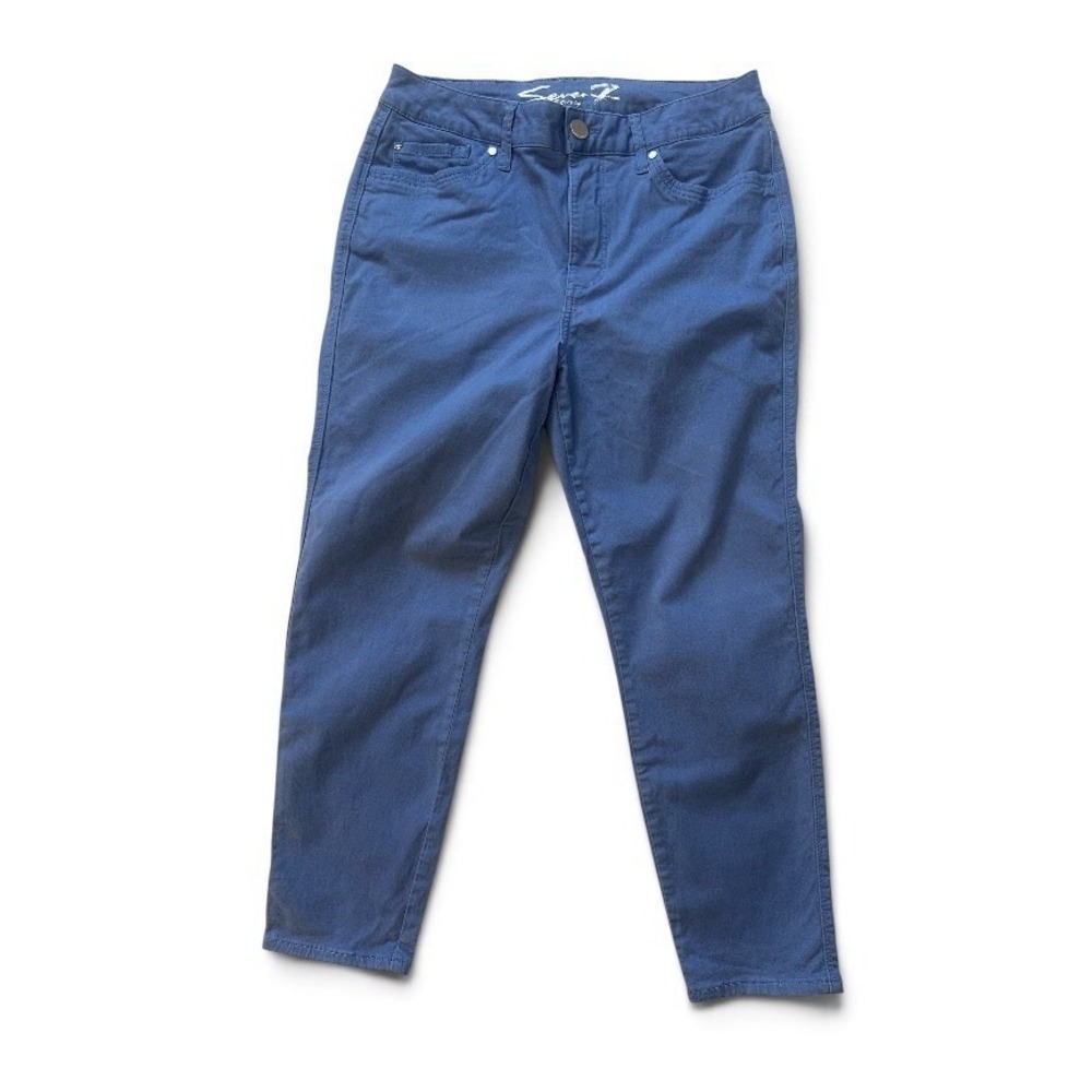 SEVEN7 Pants Women's 12 Ultra High Rise Skinny Blue Twill Stretch Pants Casual
